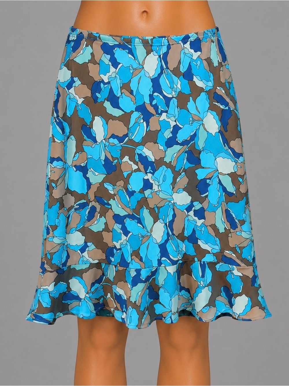 Floral Blue and Brown BCBG Maxazria XS Skirt